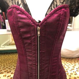 Medium, deep pink, Top Drawer zipper corset
